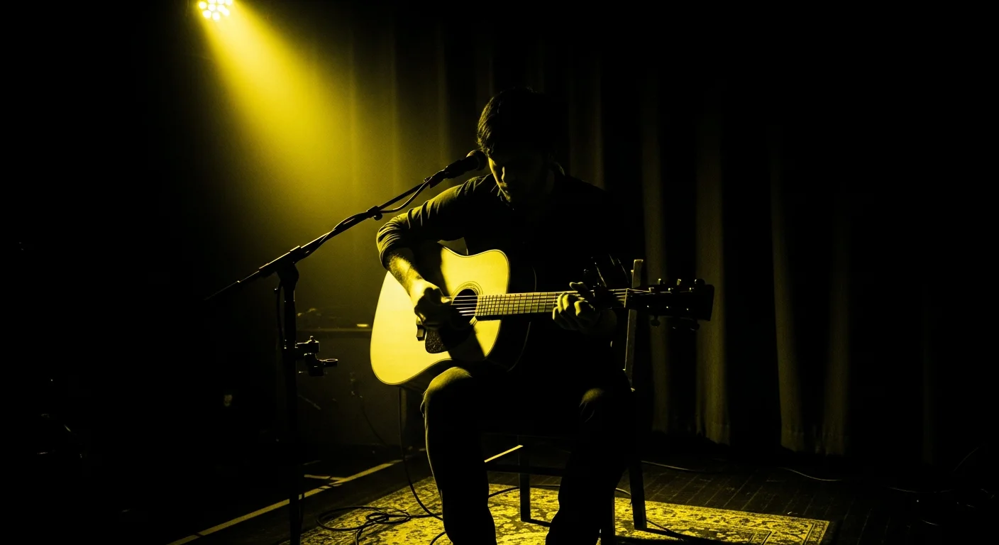 Trubaduuri Mikko Huuhtanen esiintymässä